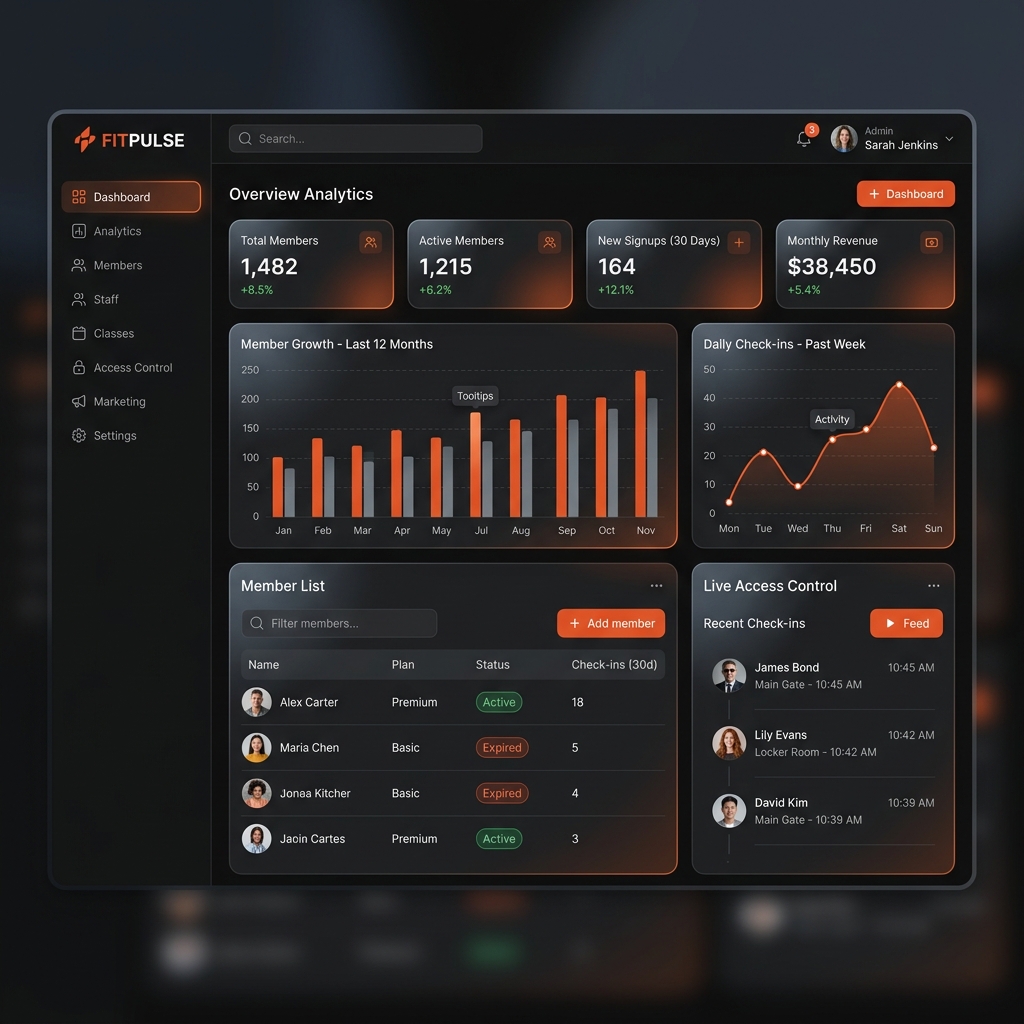 Dashboard gérant Digital Fit